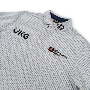 FootJoy Tour Issue Figure Print Lisle Golf Polo Mens‎ Small White Athletic Fit